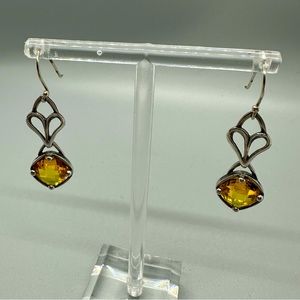 Sterling and Tourmaline Pierced Dangle Artisan Earrings